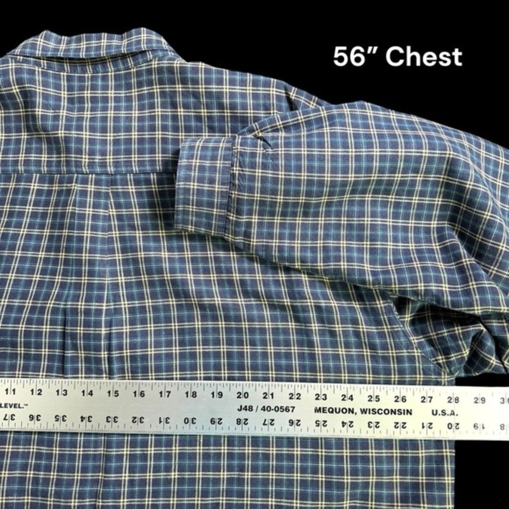 Faded Glory Authentic Button-Up Shirt Men's Long Sleeve Blue Plaid Size XL - Picture 8 of 10